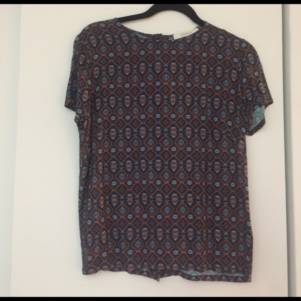 Sessun button back print t shirt